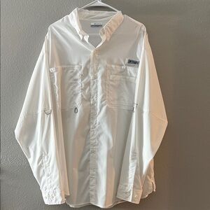 Columbia Tamiami PFG Classic White Long Sleeve Shirt Fishing XL